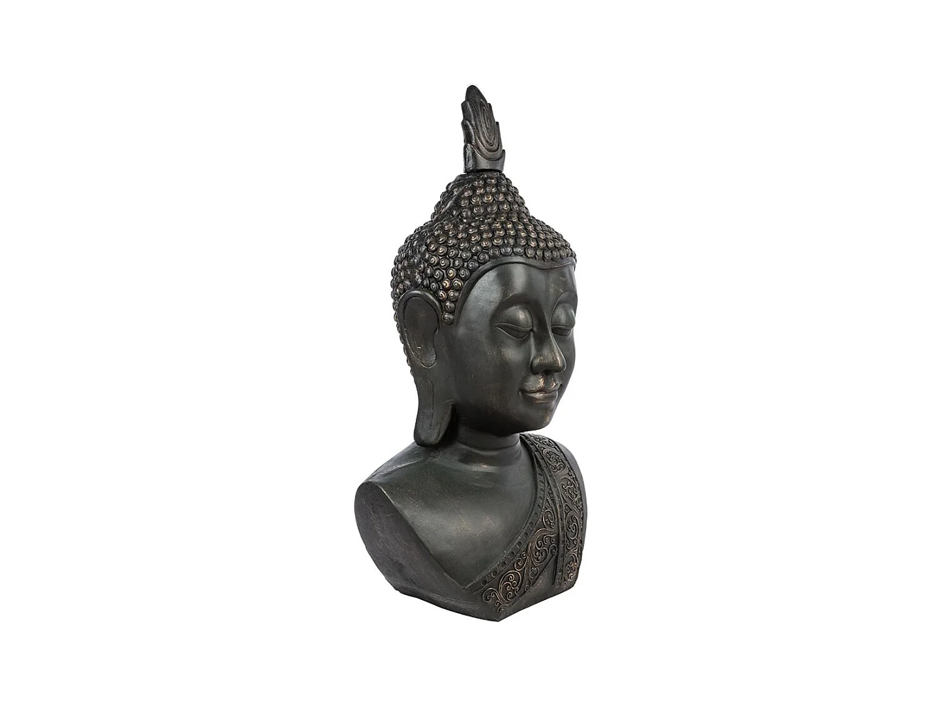 Statue Bouddha "Tête Souriante" 113cm Noir