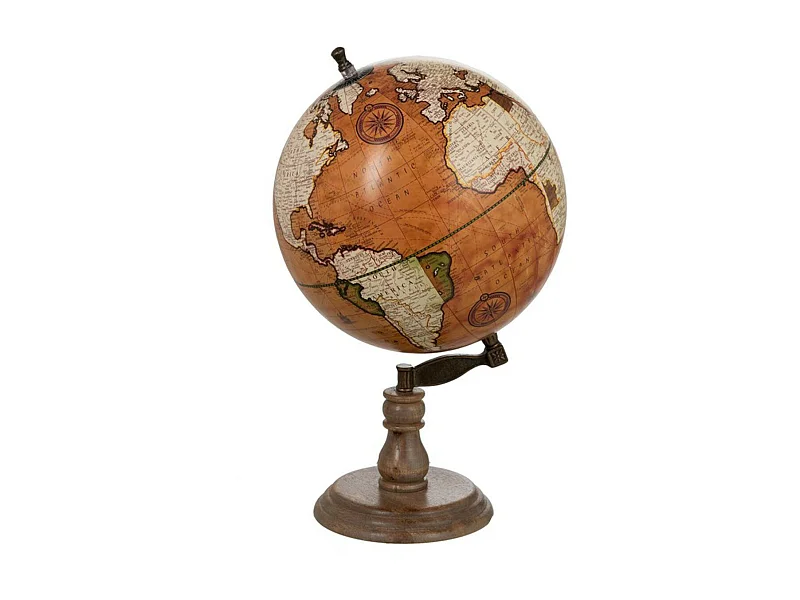 Globe Déco en Bois "Vintage" 53cm Rouille