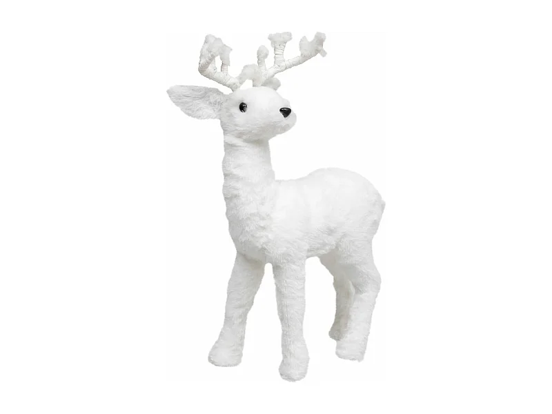 Renne Debout Déco "Manteau" 47cm Blanc