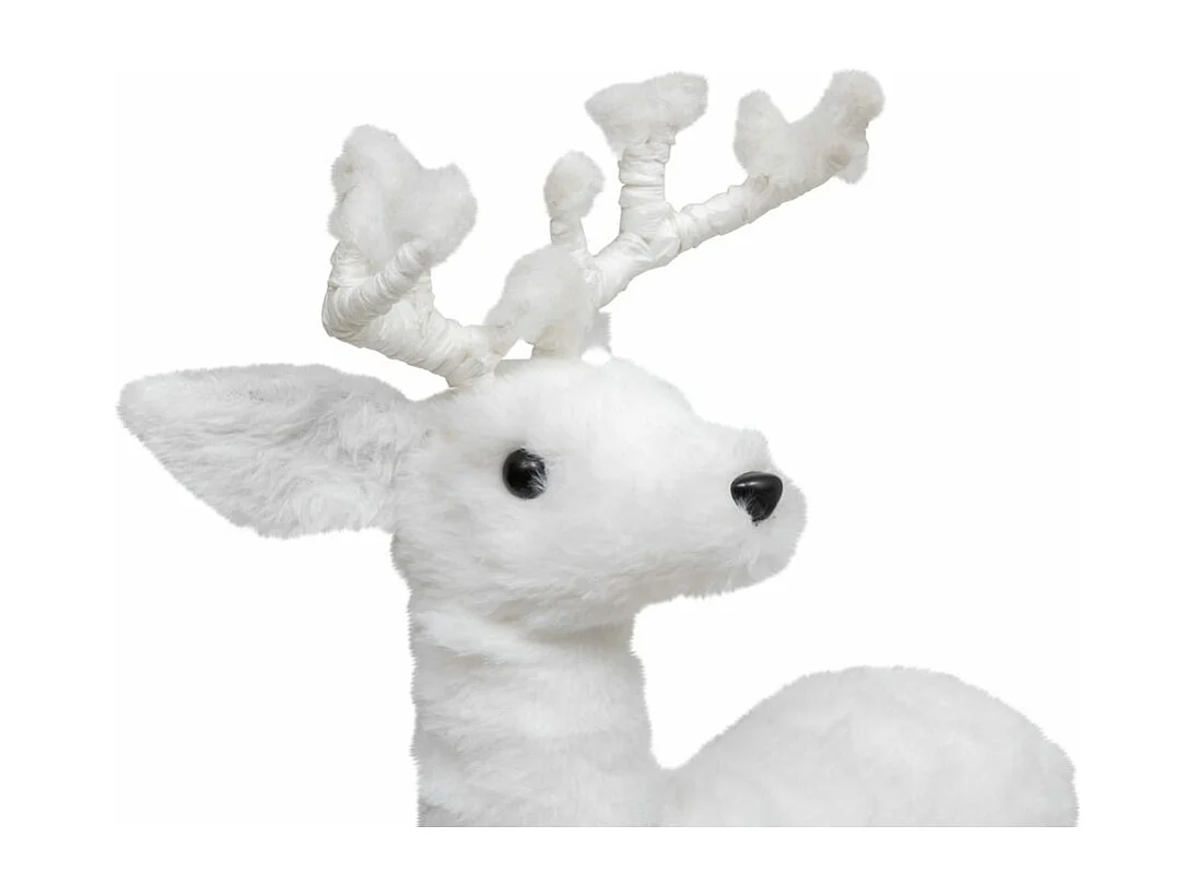 Renne Debout Déco "Manteau" 47cm Blanc