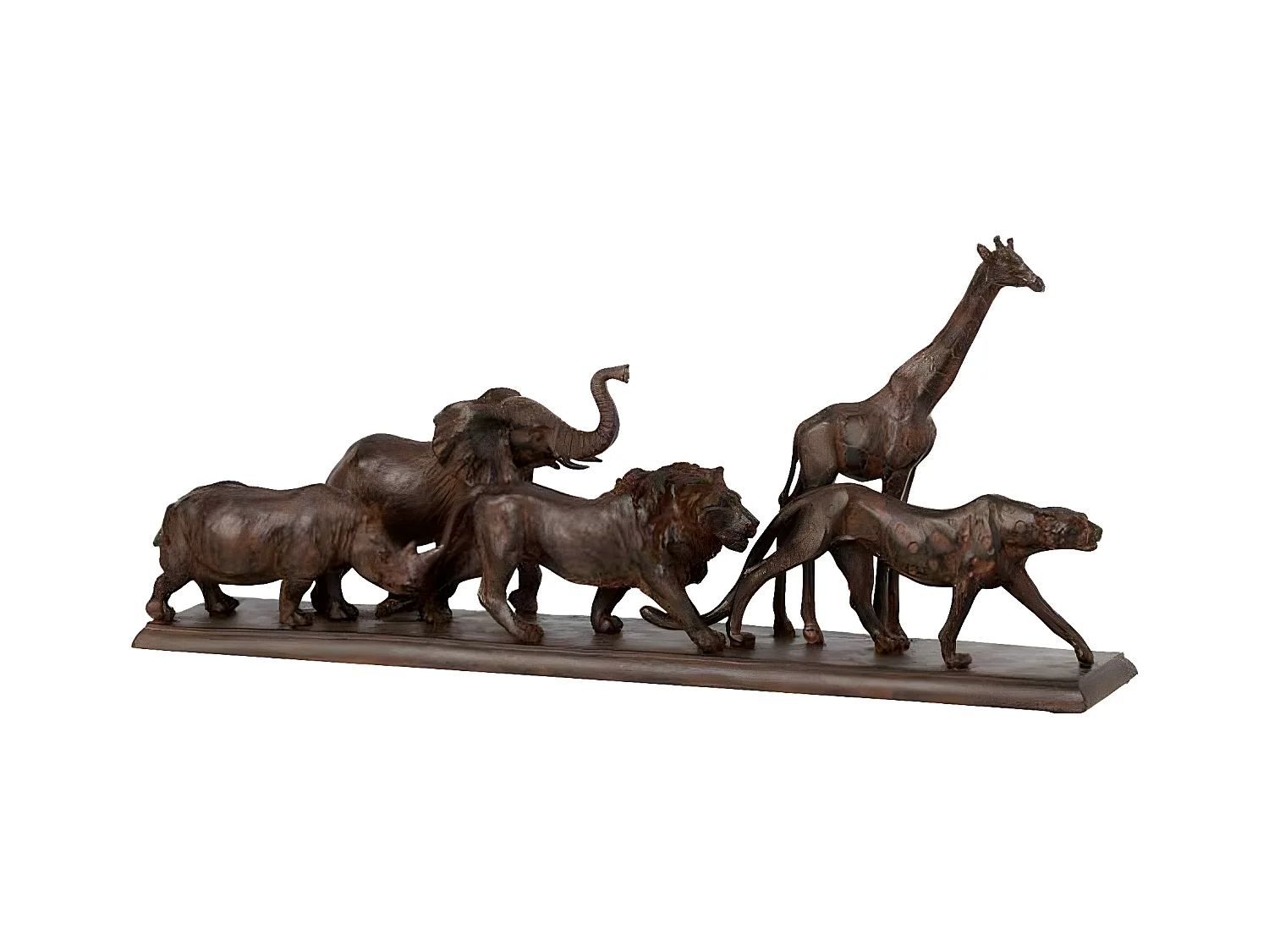 Statue Déco "5 Animaux" 51cm Marron