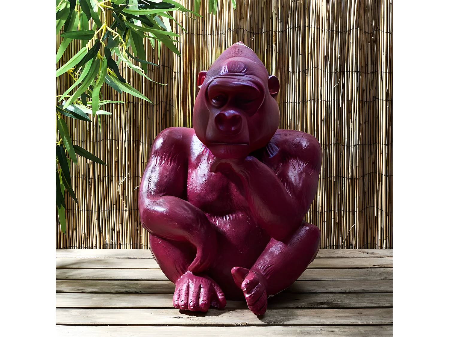 Statuette Déco en Magnésie "Gorille" 54cm Violet
