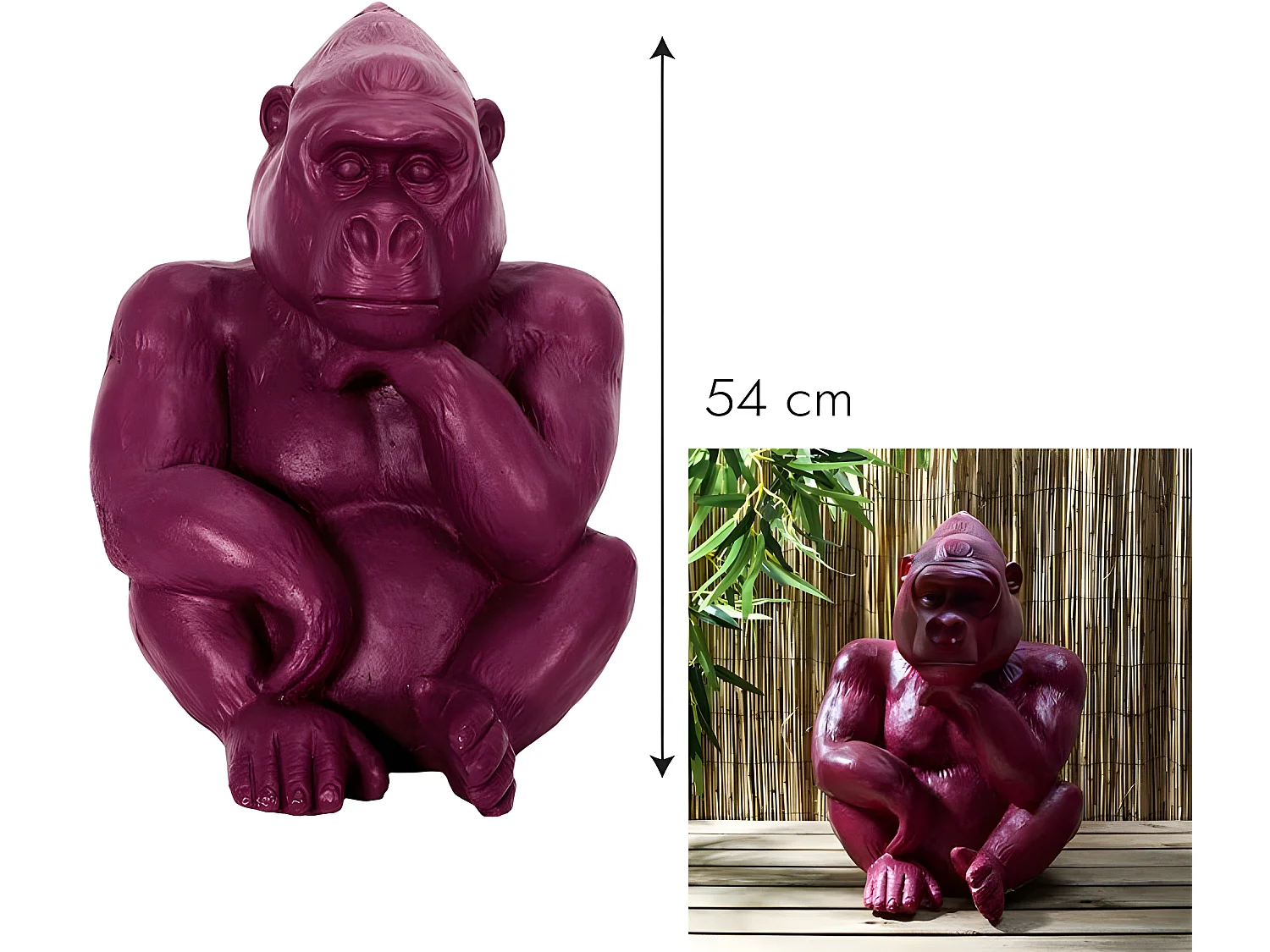 Statuette Déco en Magnésie "Gorille" 54cm Violet
