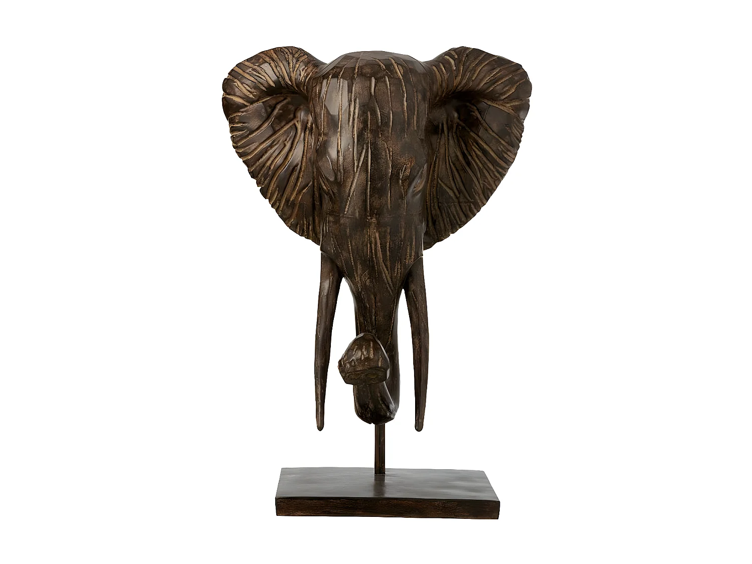 Statue Déco en Résine "Éléphant" 76cm Marron
