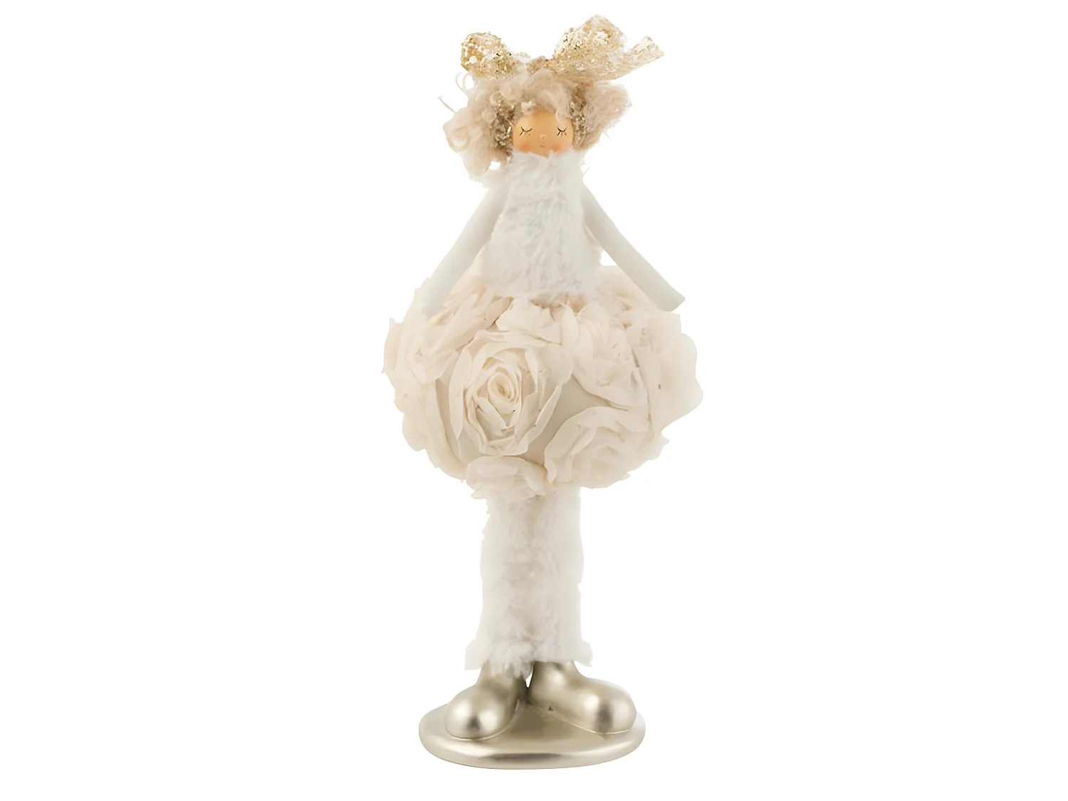 Statuette Déco "Fille Hiver" 29cm Champagne