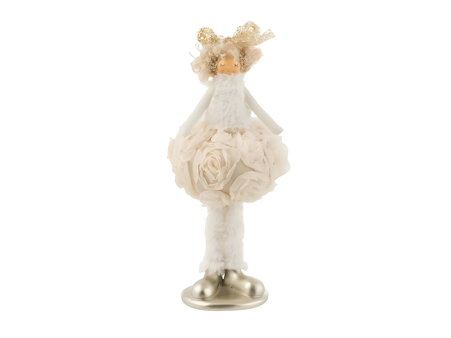 Statuette Déco "Fille Hiver" 29cm Champagne