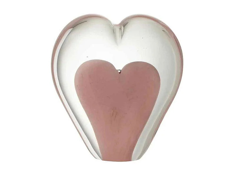 Presse-Papier en Verre "Cœur" 11cm Rose