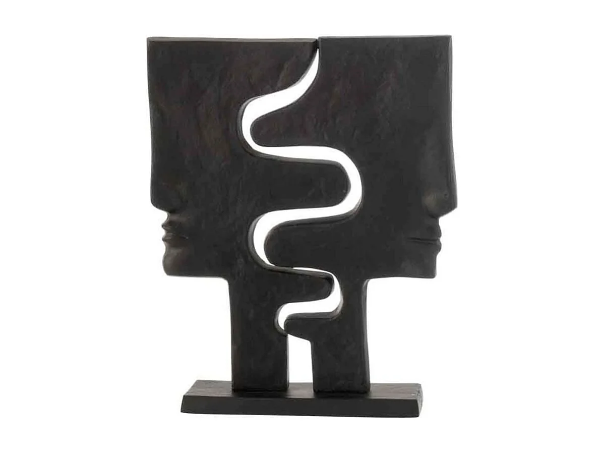 Statuette Déco "Visages Imbriqués" 38cm Noir