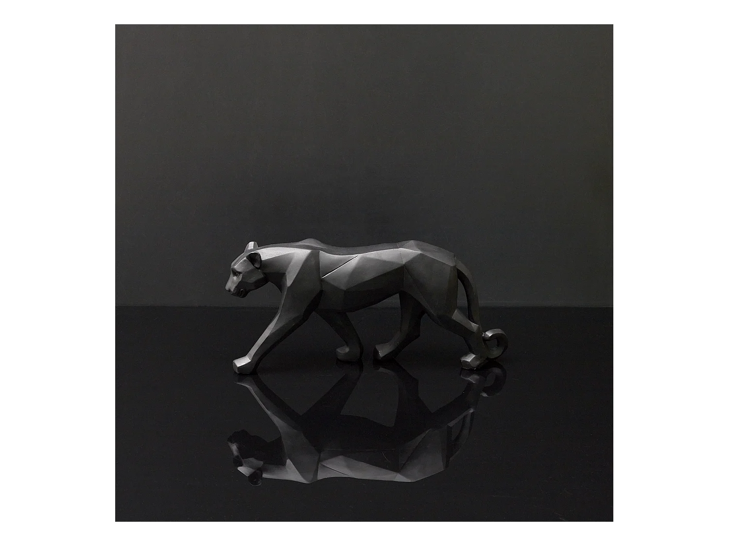 Statuette Déco "Panthère Origami" 40cm Noir