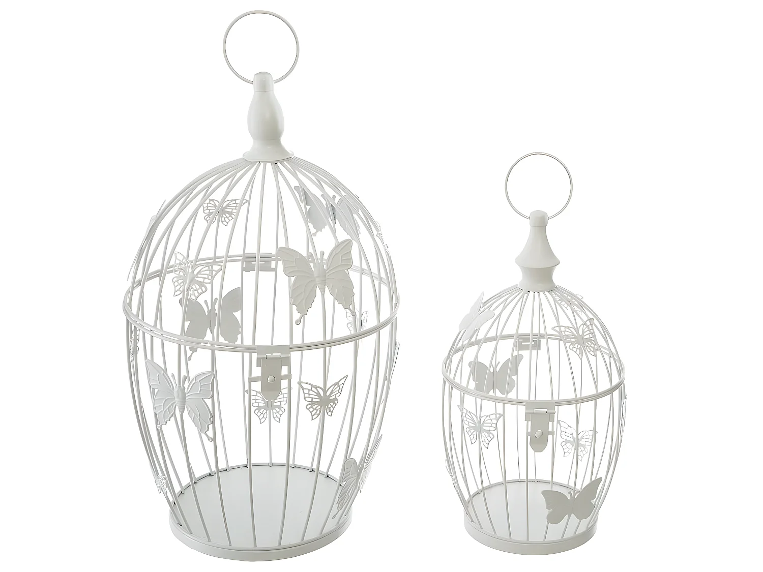 Lot de 2 Cages à Oiseaux Métal "Bird" 39cm Blanc