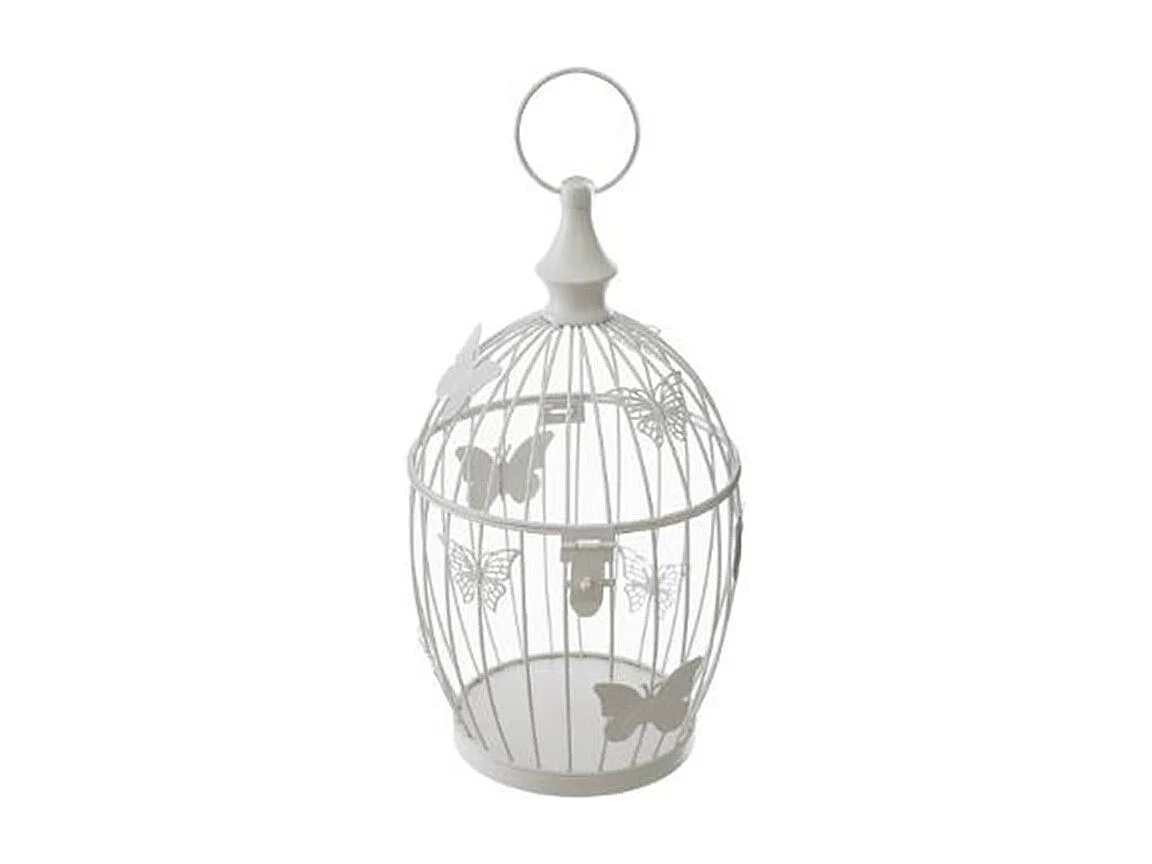 Lot de 2 Cages à Oiseaux Métal "Bird" 39cm Blanc