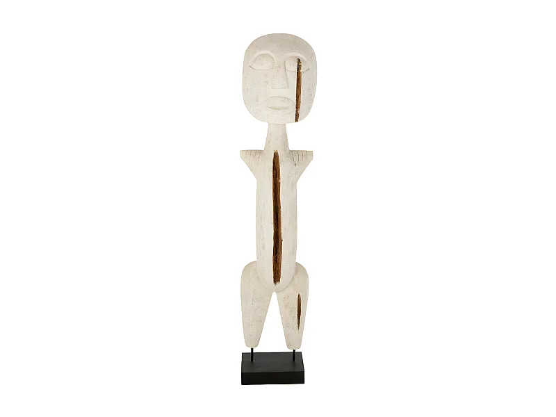 Statue Déco en Bois "Alba" 152cm Blanc