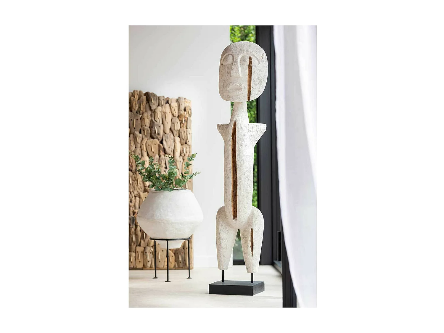 Statue Déco en Bois "Alba" 152cm Blanc