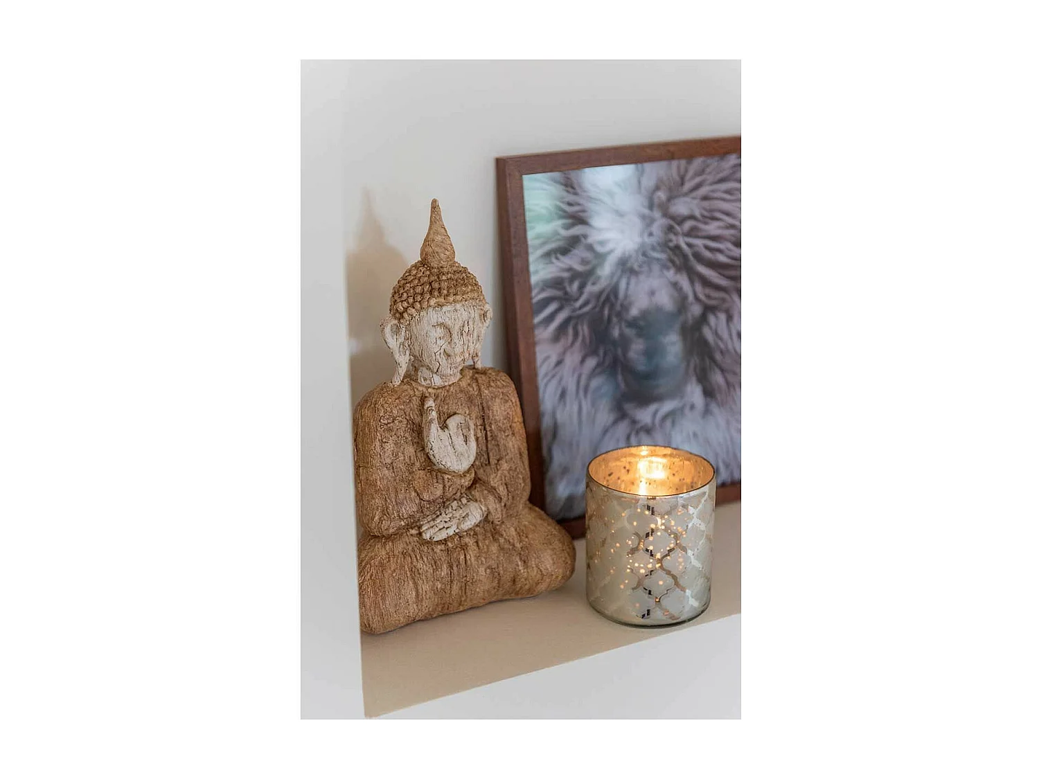 Statuette Déco "Bouddha Assis" 26cm Beige