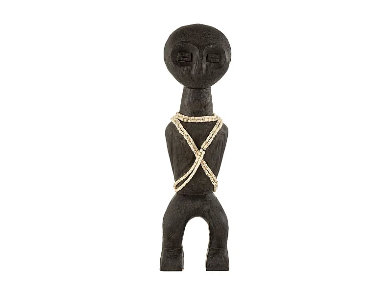 Personnage Déco en Bois "Takwimu" 46cm Noir