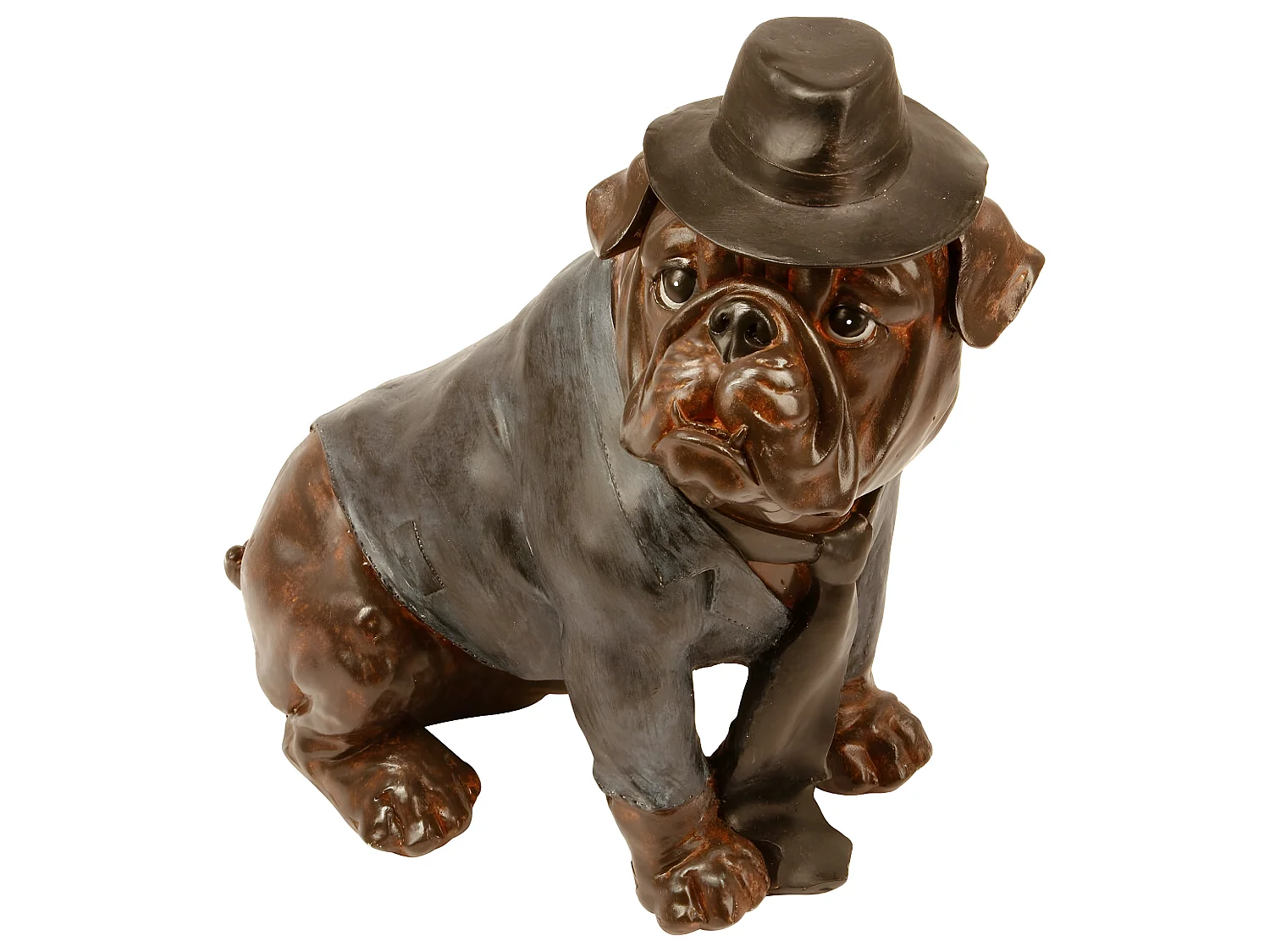 Statue Chien Assis "Bulldog" 44cm Noir