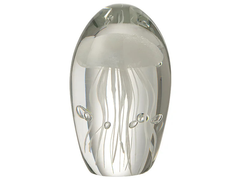 Presse-Papier en Verre "Petite Méduse" 12cm Blanc