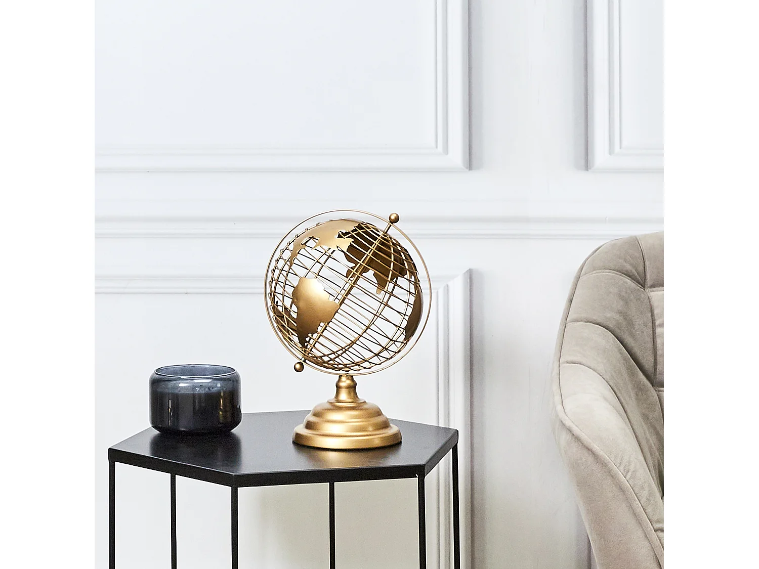 Globe Terrestre Metal Dore Or