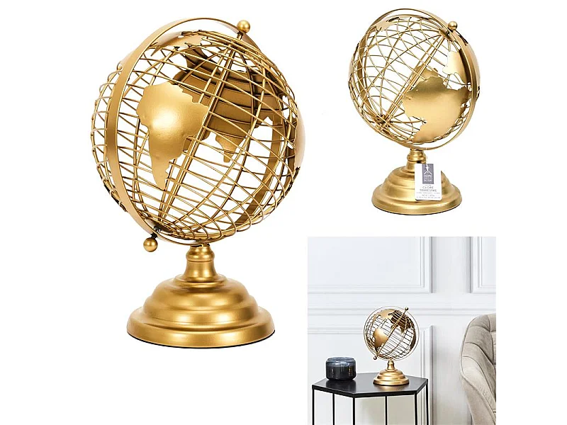 Globe Terrestre Metal Dore Or