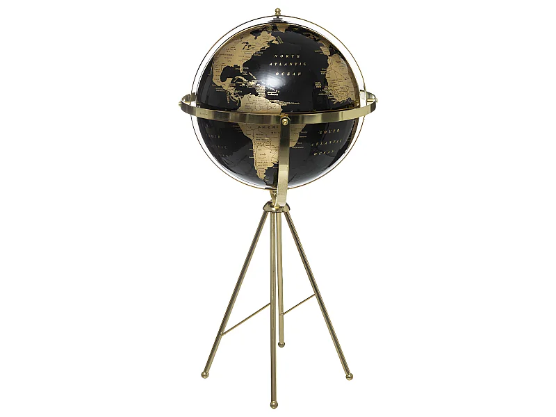 Globe Terrestre Déco "Grand Hôtel" 60cm Noir & Or