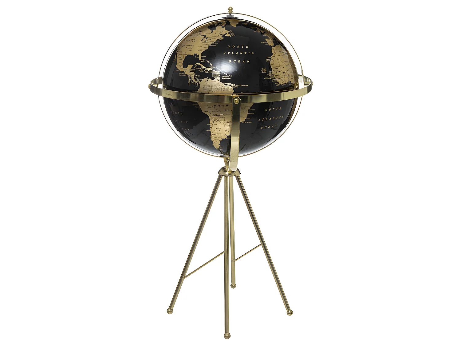 Globe Terrestre Déco "Grand Hôtel" 60cm Noir & Or