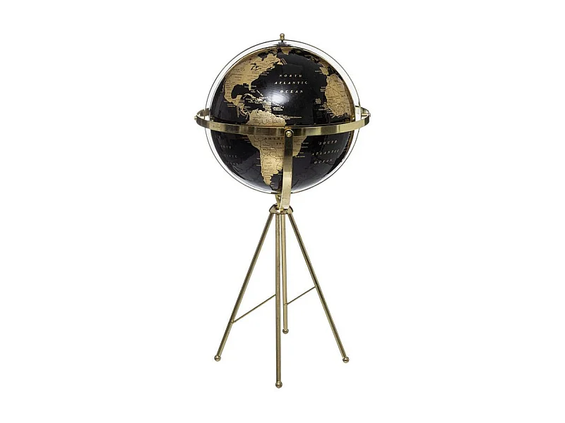 Globe Terrestre Déco "Grand Hôtel" 60cm Noir & Or