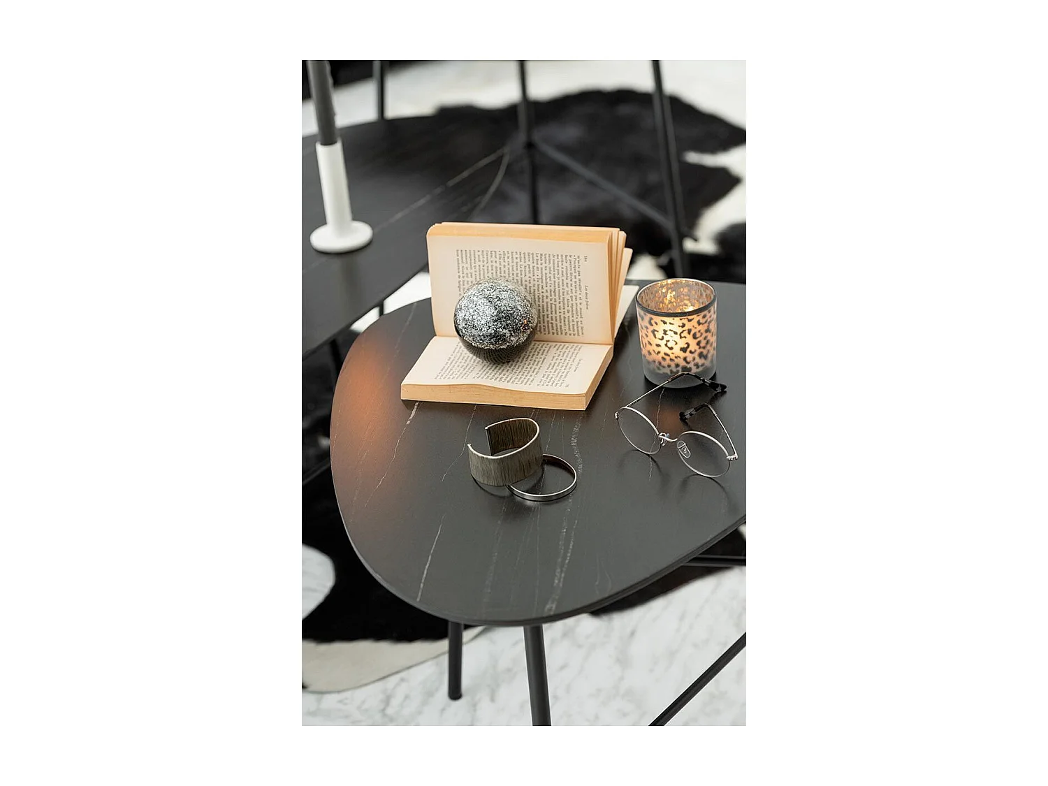 Presse-Papier en Verre "Couches" 9cm Noir & Argent