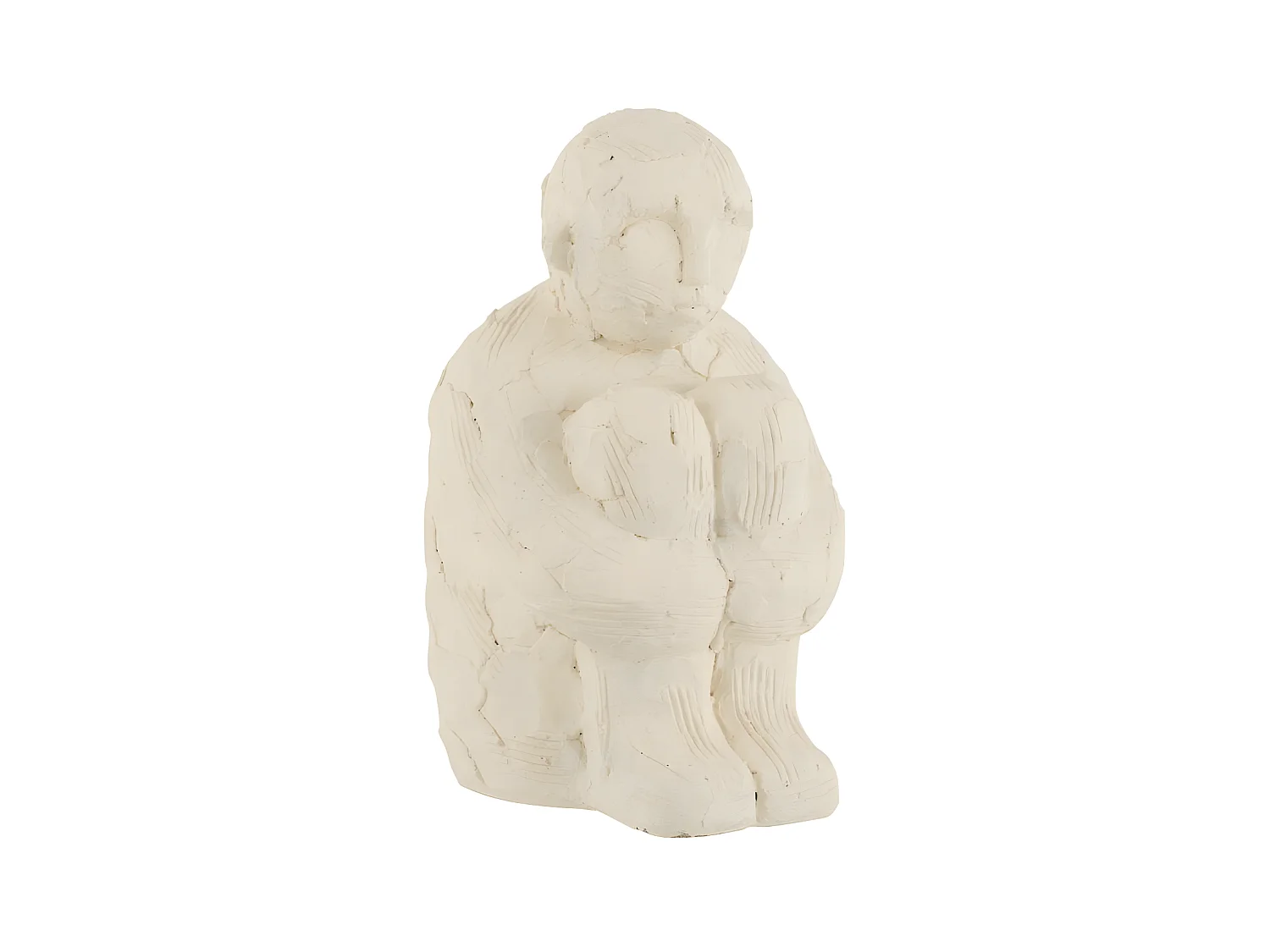 Statuette Déco "Personnage Assis" 25cm Blanc