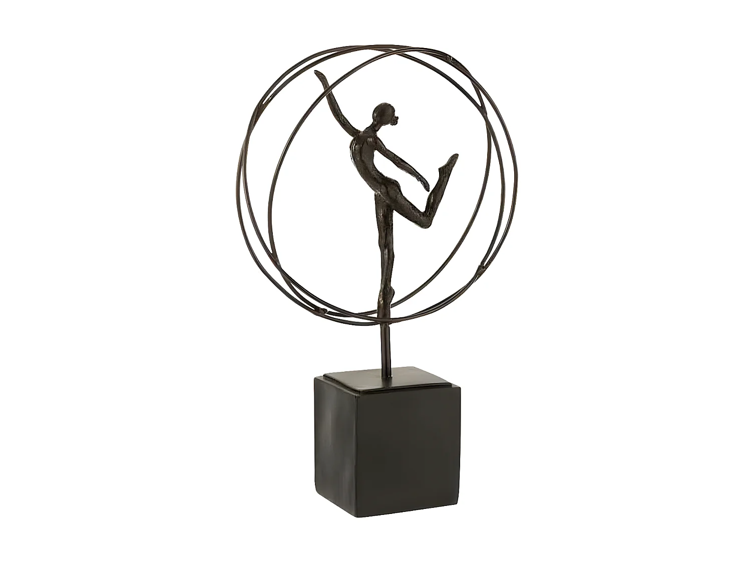 Gymnaste Sur Socle "Cercle" 35cm Marron