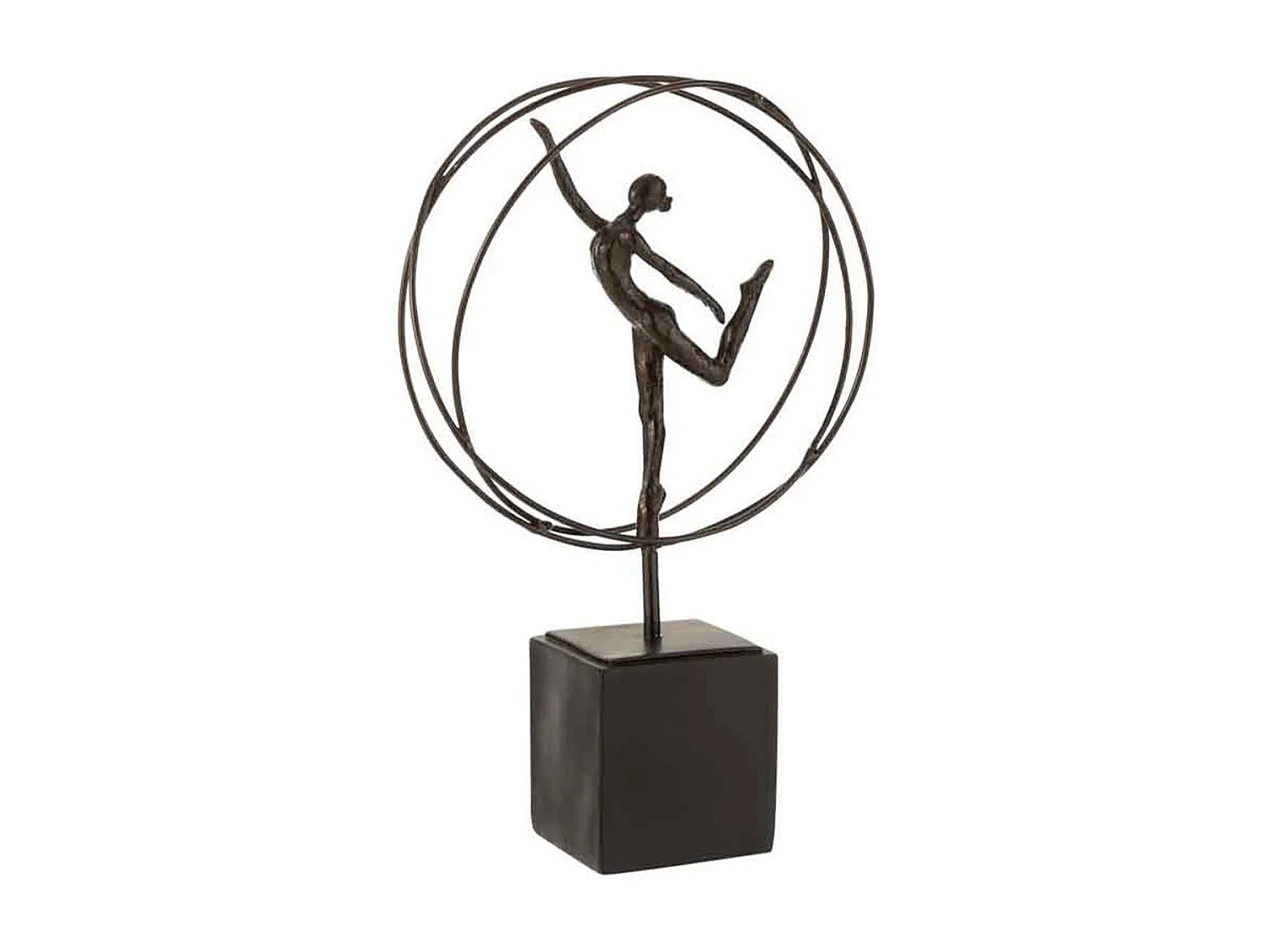 Gymnaste Sur Socle "Cercle" 35cm Marron