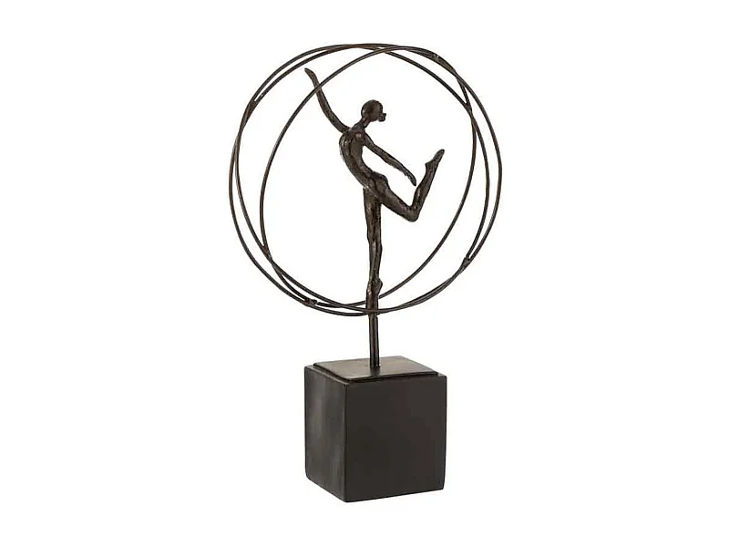 Gymnaste Sur Socle "Cercle" 35cm Marron