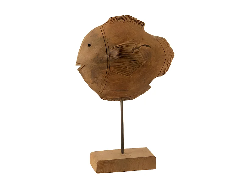 Statuette Déco "Poisson sur Pied" 37cm Naturel