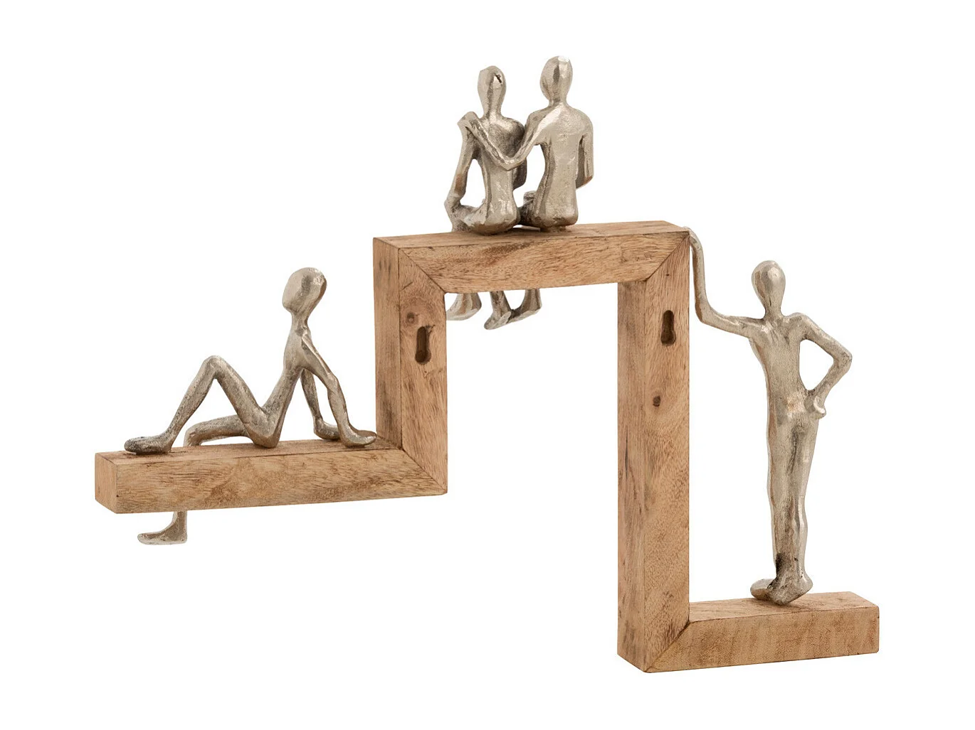 Statue Déco "4 Personnages Relax" 47cm Argent