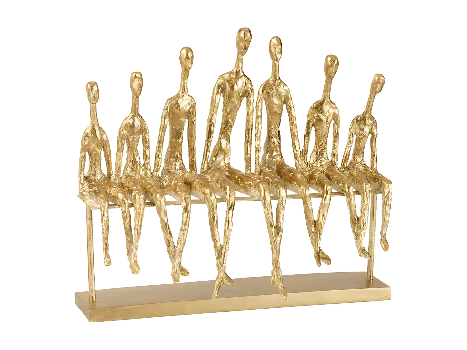 Statuette Déco "7 Personnes sur Banc" 39cm Or