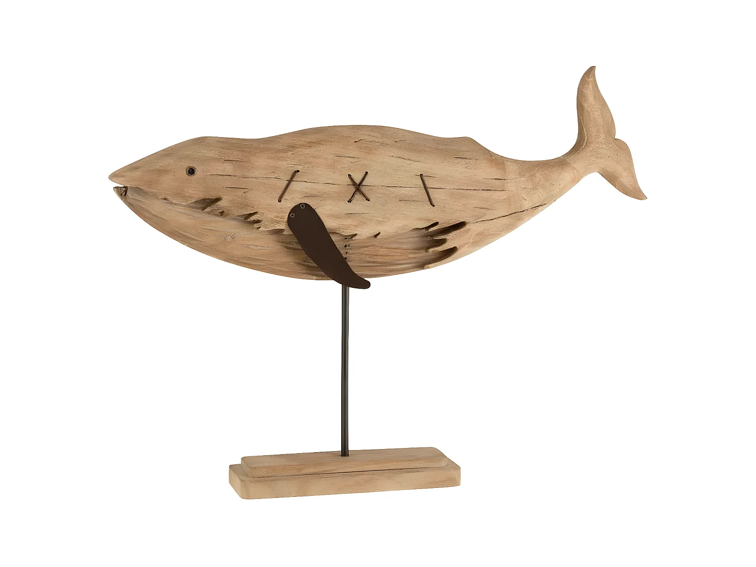Statuette Déco en Bois "Baleine" 74cm Naturel