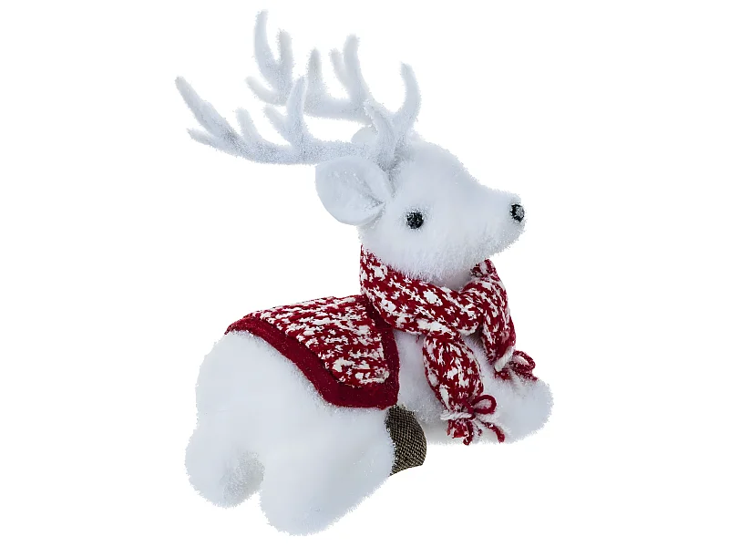 Renne Assis Déco "Écharpe" 21cm Blanc & Rouge