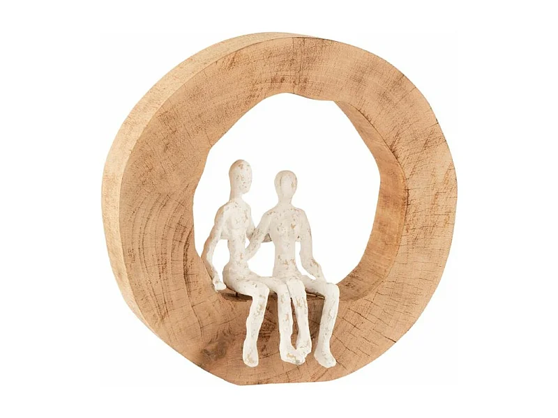 Couple Assis Déco "Tijana" 29cm Naturel & Blanc