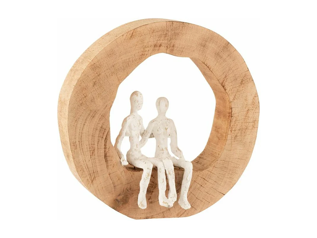 Couple Assis Déco "Tijana" 29cm Naturel & Blanc