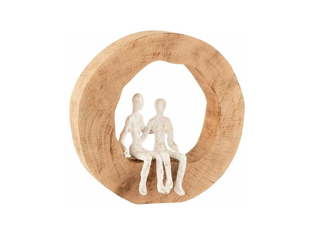 Couple Assis Déco "Tijana" 29cm Naturel & Blanc
