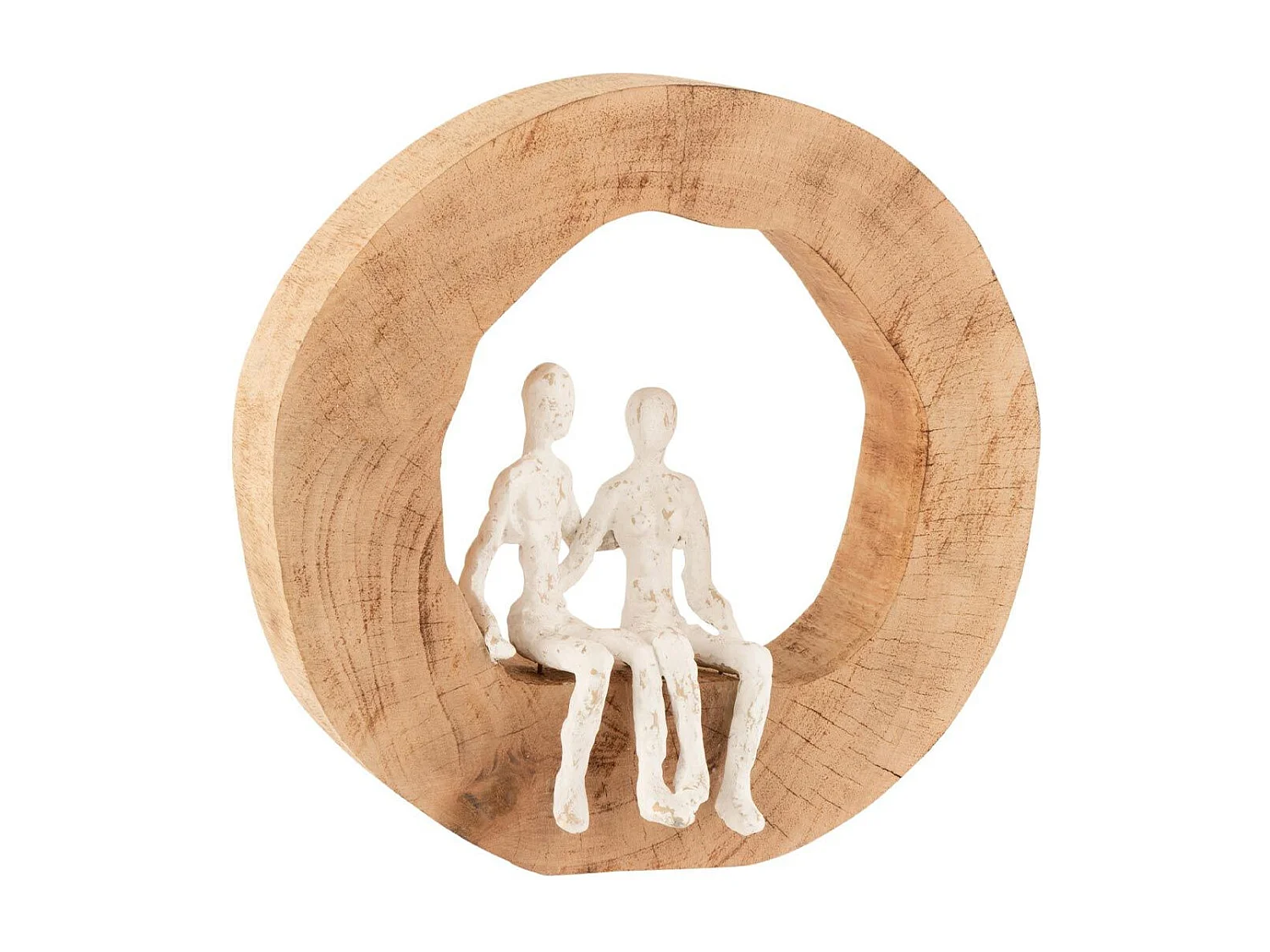 Couple Assis Déco "Tijana" 29cm Naturel & Blanc