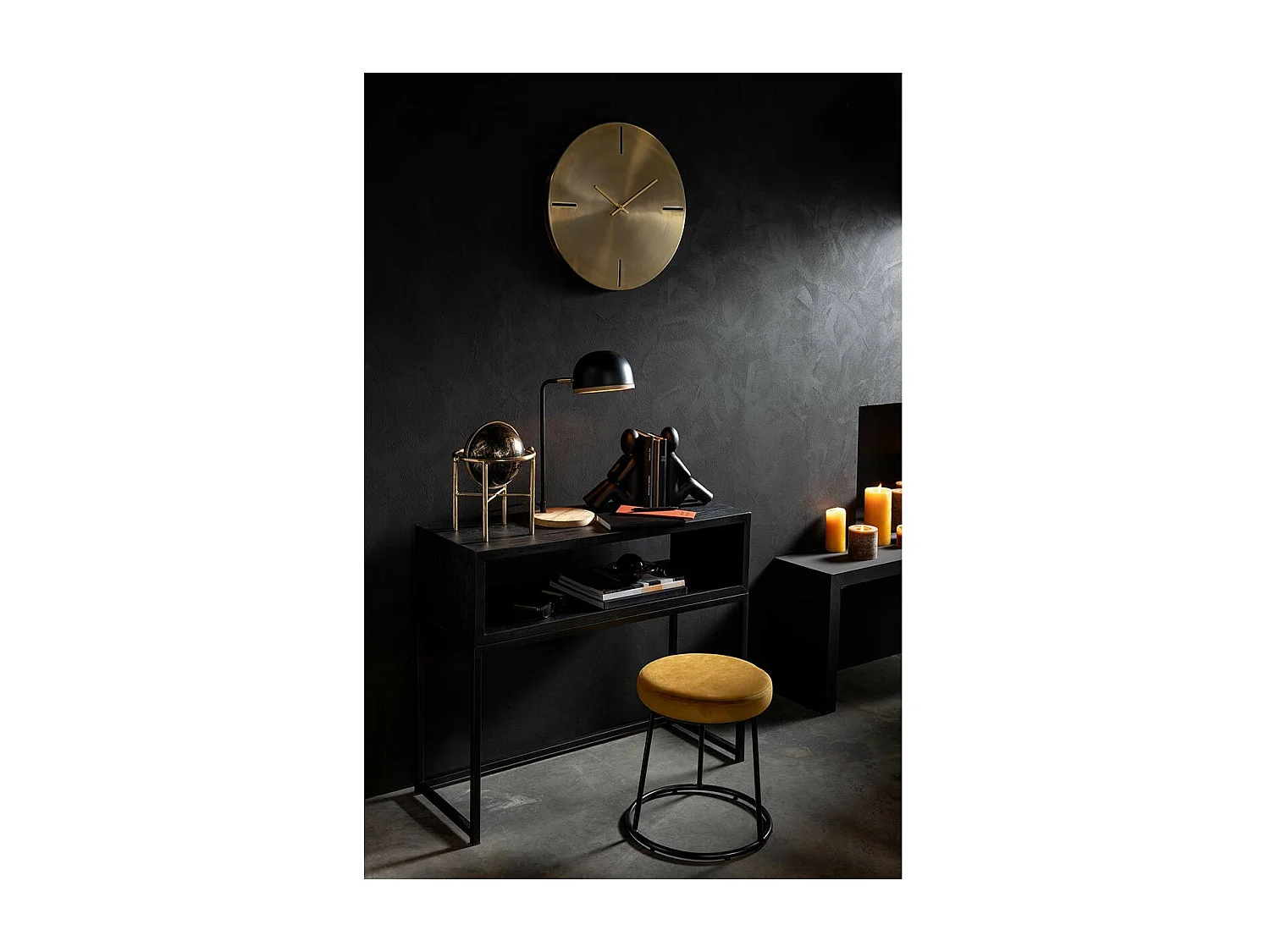 Globe Terrestre sur Pied "Vintage" 36cm Or & Noir