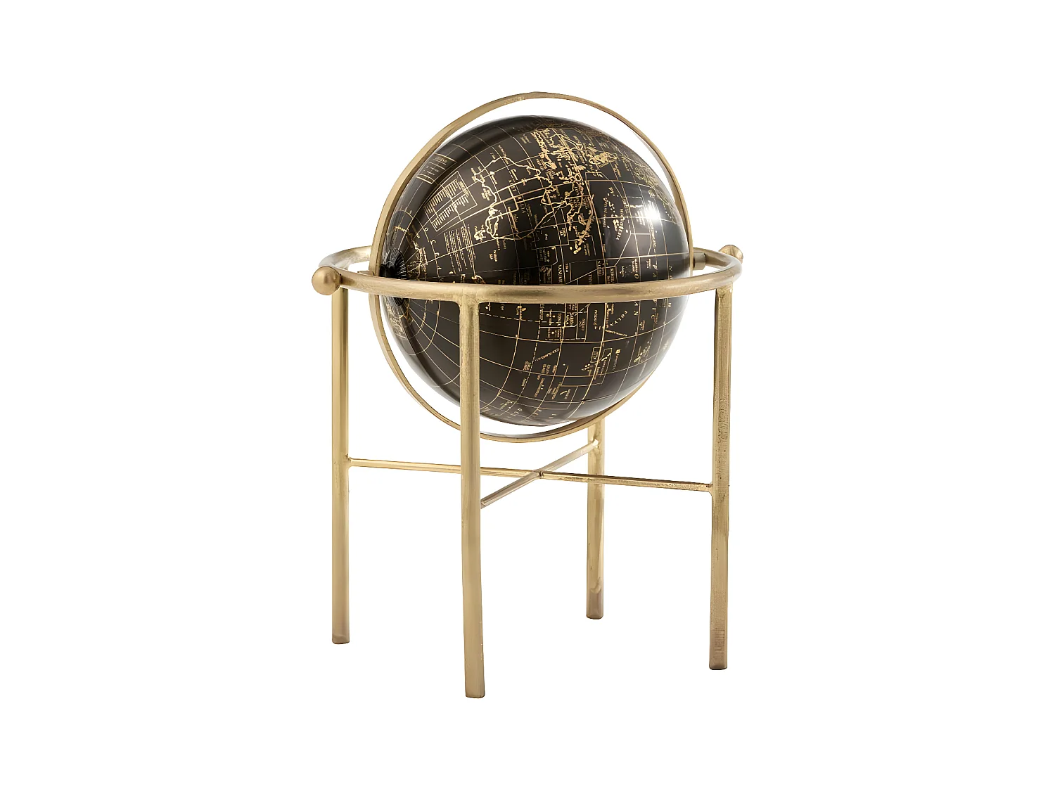 Globe Terrestre sur Pied "Vintage" 36cm Or & Noir