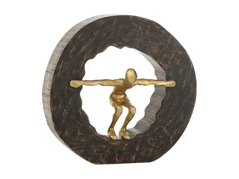 Statuette Déco "Personnage Force" 27cm Noir & Or