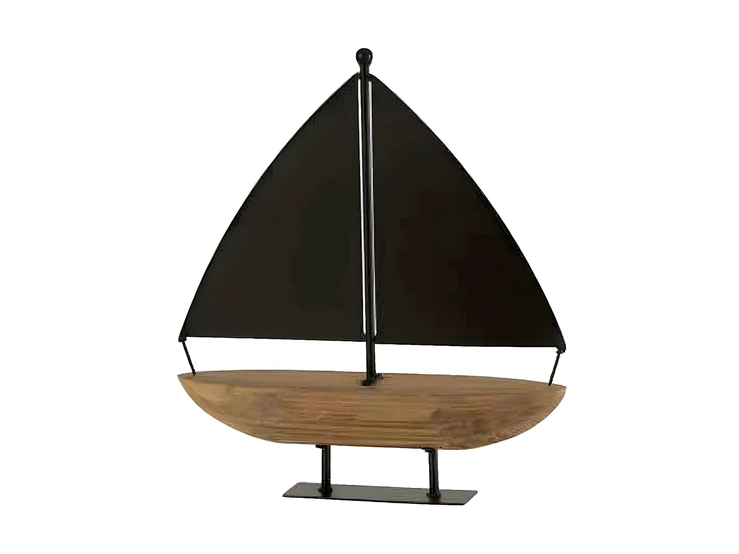 Voilier Déco sur Socle "Bateau" 38cm Marron & Noir