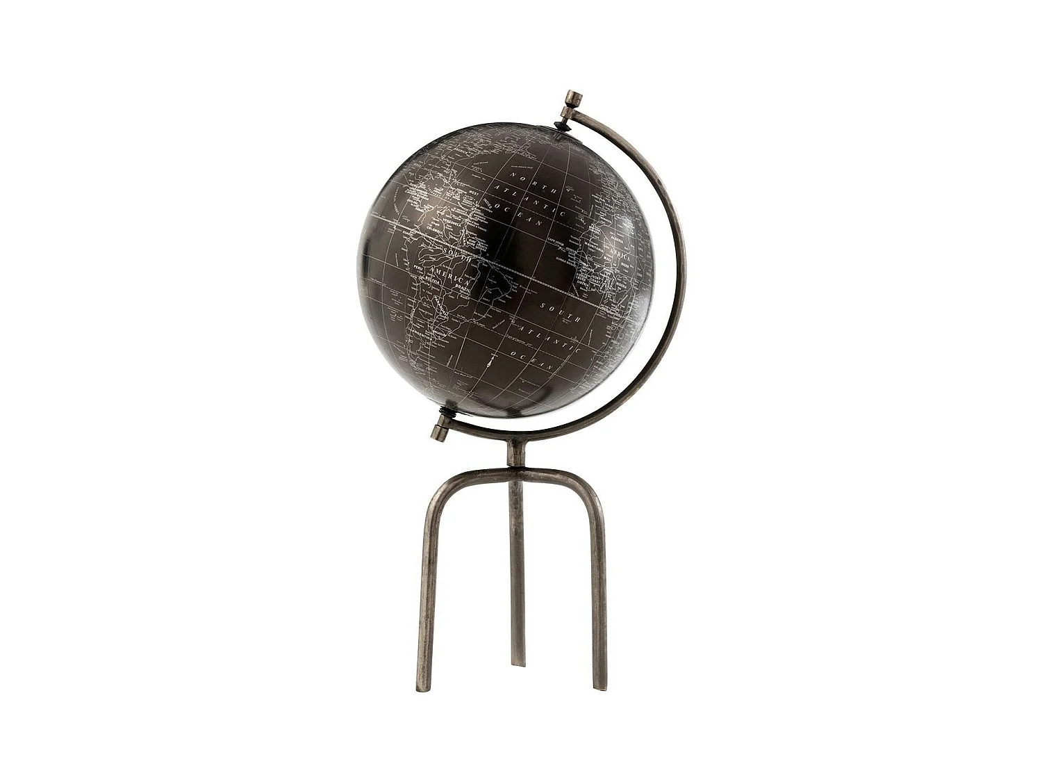 Globe sur Pied Trépied "Smokey" 45cm Argent & Noir