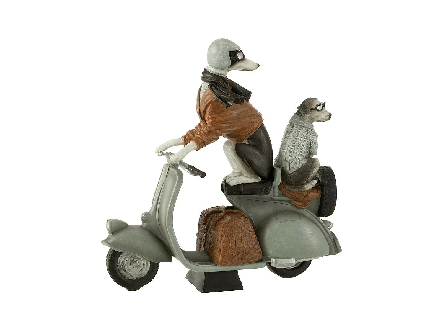 Statuette Déco "Chiens sur Scooter" 32cm Gris