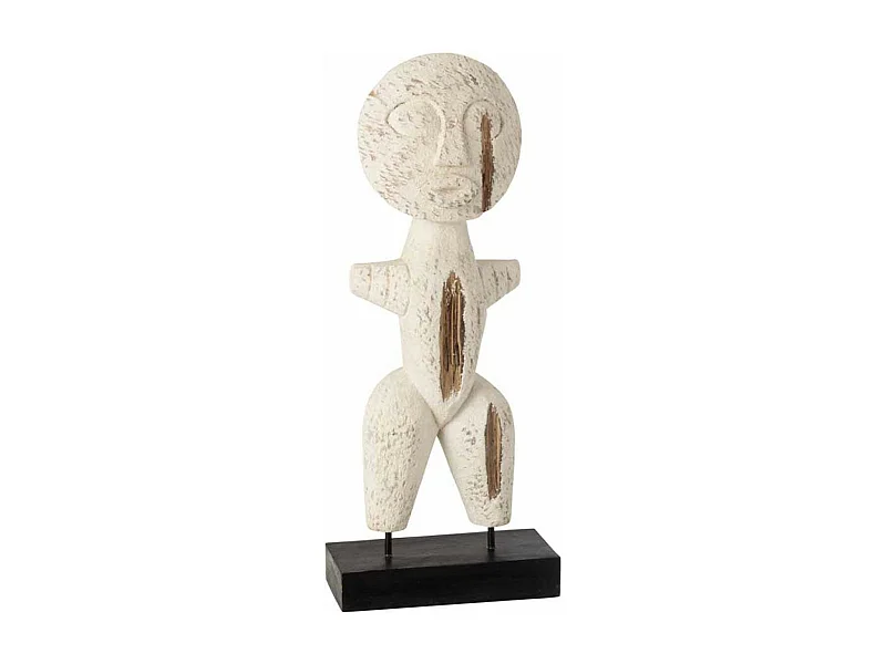 Statue Déco en Bois "Personnage" 40cm Blanc