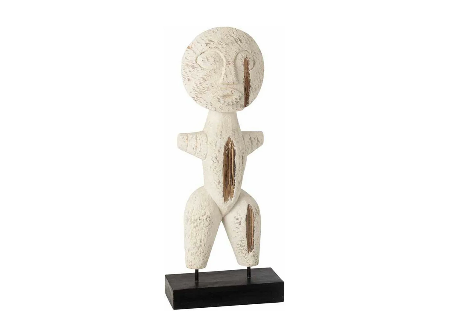 Statue Déco en Bois "Personnage" 40cm Blanc