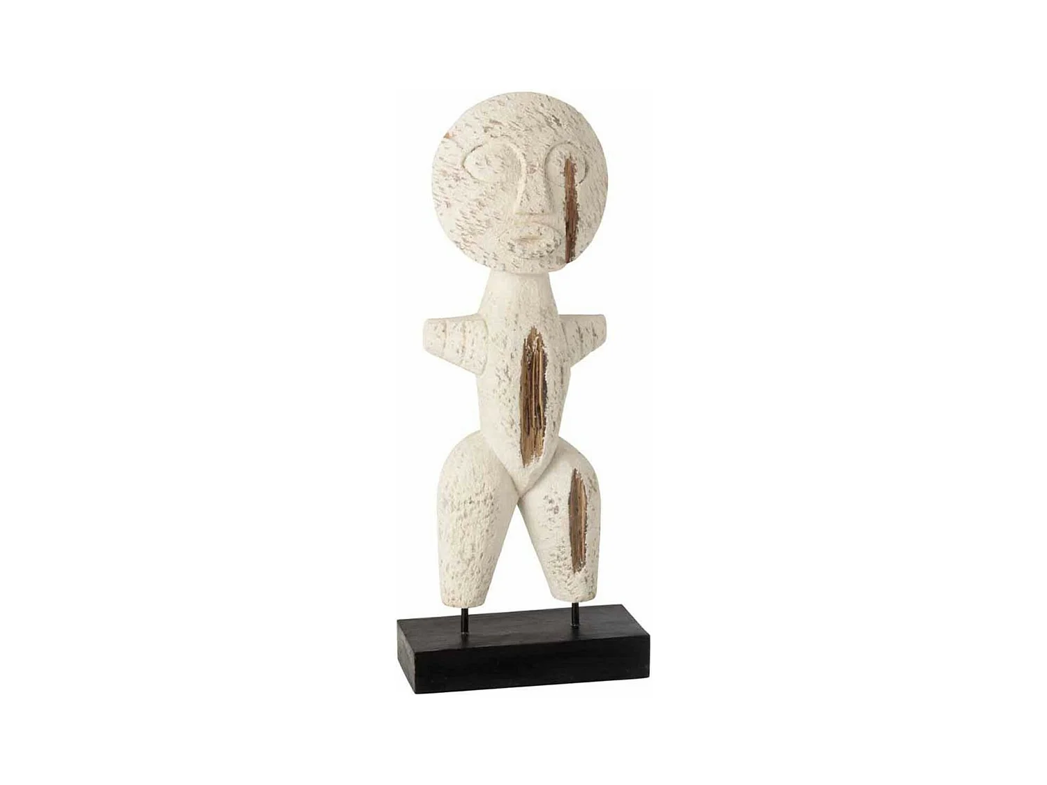Statue Déco en Bois "Personnage" 40cm Blanc