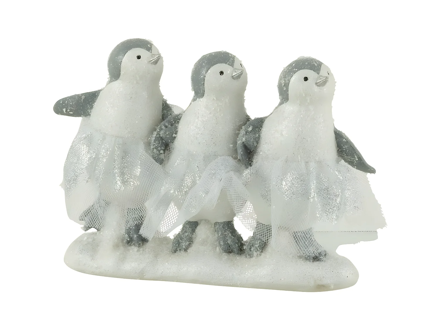 Statuette Déco "3 Pingouins" 20cm Blanc & Gris